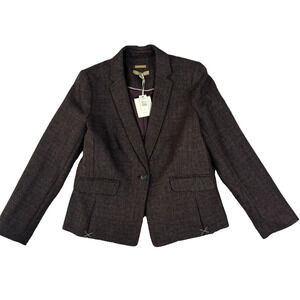 Talbots Blazer Womens Size 8 P Purple Tweed Woven in Italy Wool Blend Career